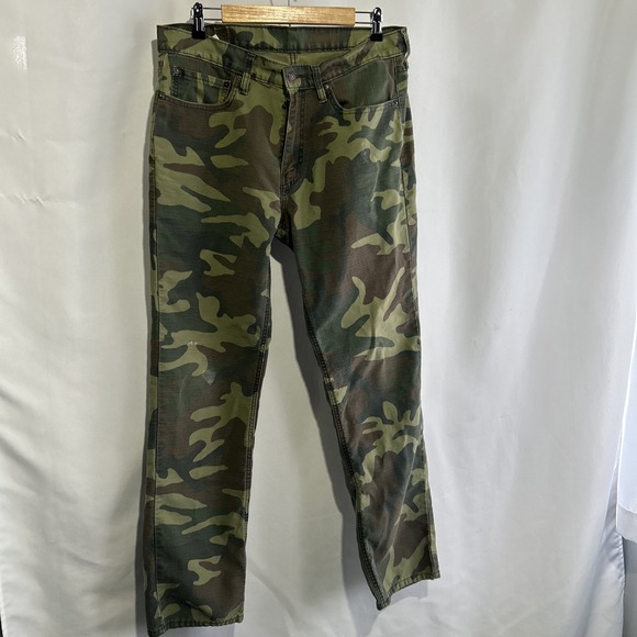 Levi's 514 Camo Straight Fit Jeans W34 L34 Woodland Streetwear See** - Picture 1 of 14